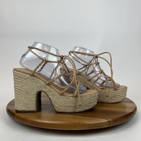 Marc Fisher Shoes - New Womens Marc Fisher Oliver Beige Strappy Platform Espadrille Sandals Size 9.5